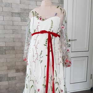 Floral Maternity Wedding Dress: Pink Blue Grey Elopement Gown
