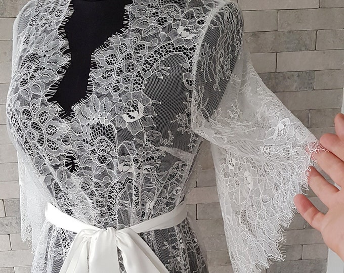Embroidered Lace Bridal Robe French Lace Wedding Robe Bridal Lingerie ...