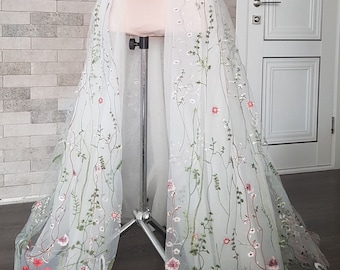Floral Embroidered Tulle Wedding Train: Detachable Bridal Overskirt