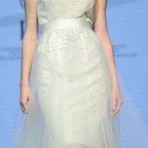 Ivory Tulle Wedding Overskirt: Bohemian Bridal Skirt with Lace Applique