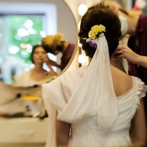 Silk Chiffon Wedding Veil: One Tier Tulle Bridal Veil with Blusher