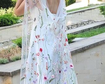 Velo Da Sposa Floreale Lilla 3D: Velo Da Sposa Con Fiori Viola E Giardino Di Fiori Selvatici Botanico Something Blue - Italia - Foto 8