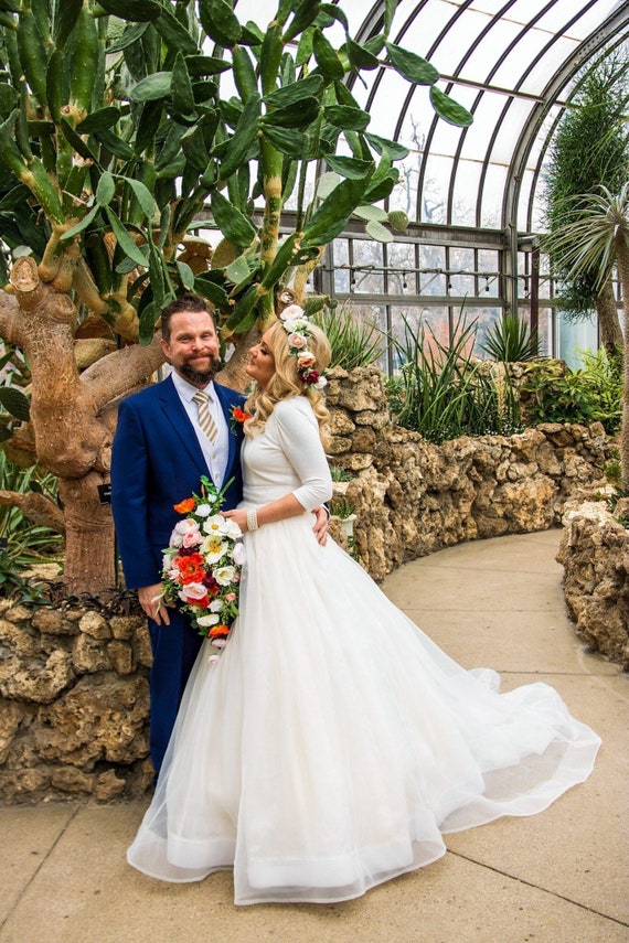 Organza Wedding Overskirt: Extra Long Train, Horsehair Hem