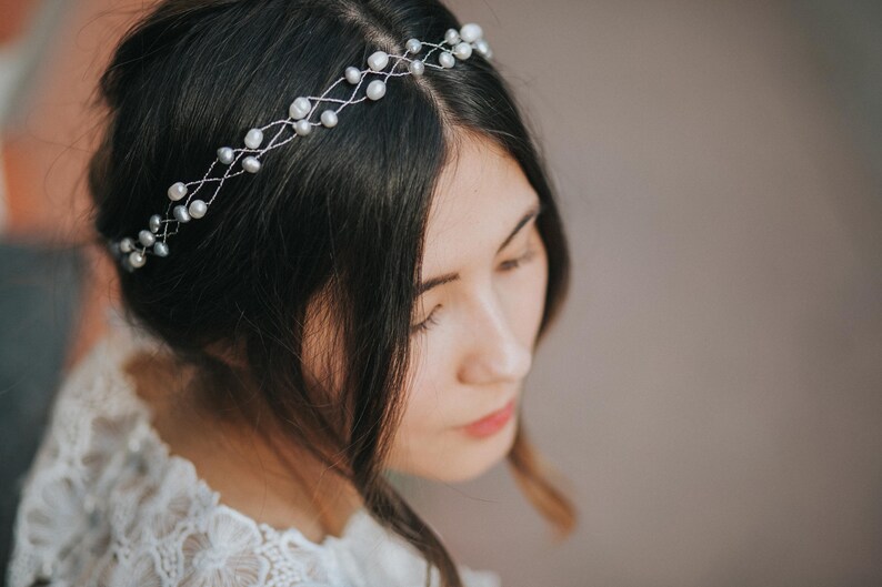 Unique freshwater pearls wedding hair comb, bridal vine, bridal accessories, wedding vine, bridesmaid hair accessories, bridal headpiece. image 1