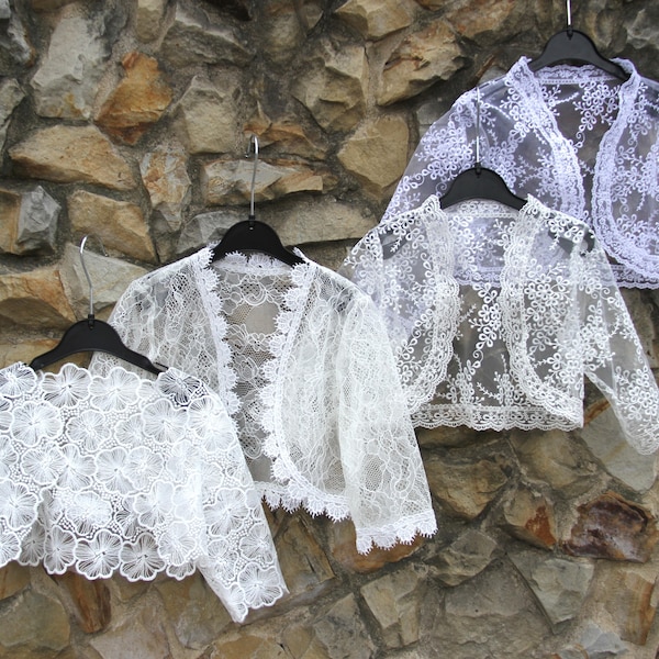 Elegant bolero for girls, lace bolero girl, lace girl cape, lace girl capelet, lace girls shrug, girls lace blouse, lace top, lace jacket.