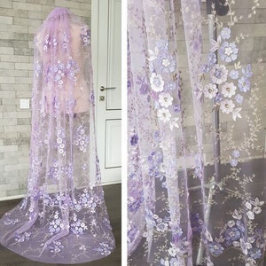 Lilac violet purple 3D Floral wedding veil, flowers wedding veil, petal leaves veil, secret garden wildflower veil, garden colorful veil