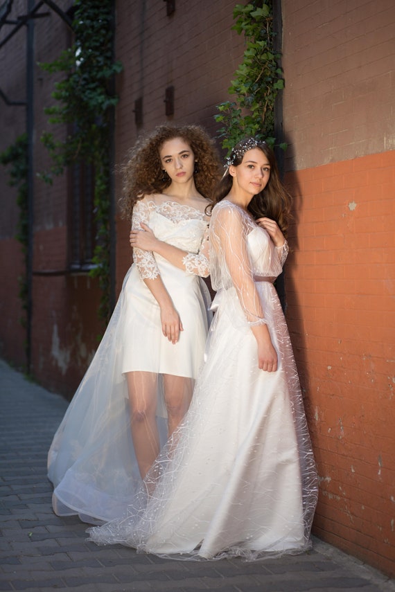 Ready To Ship Wedding Dress Bridal Separates Long Sleeves Etsy