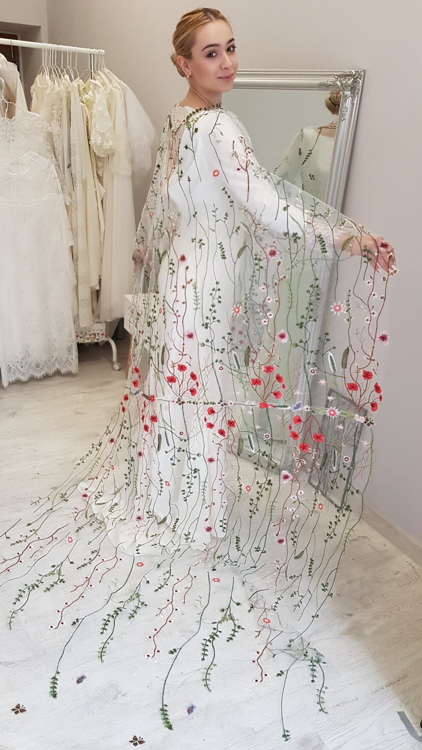 Flower wedding cape floral wedding cloak blue champagne Etsy