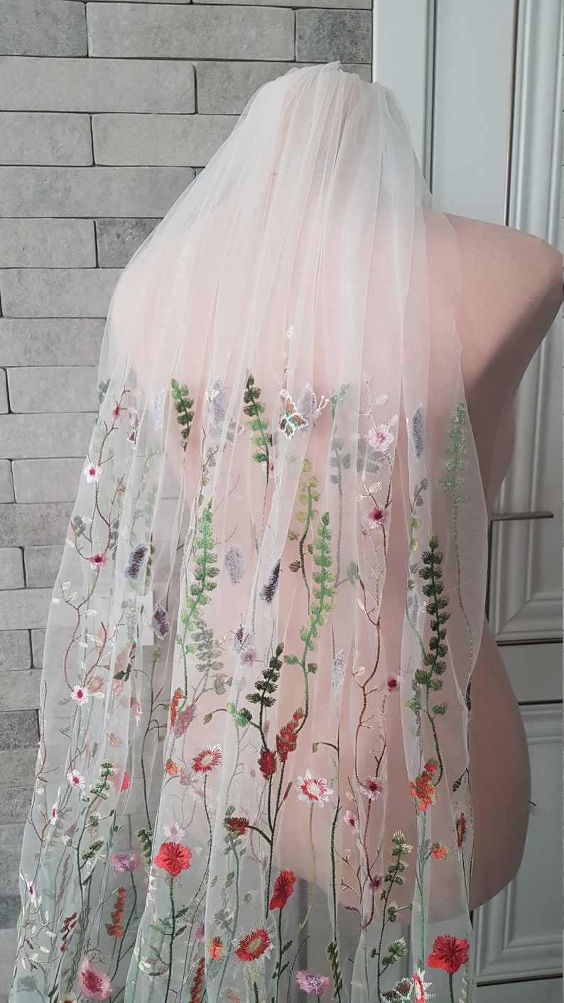 Flower wedding veil floral veil secret garden wild flower Etsy