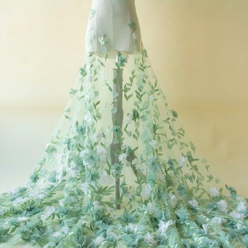Green and white floral wedding veil, leaf wedding veil, flower wedding veil, secret garden wildflower veil, garden veil cape, blue pink veil