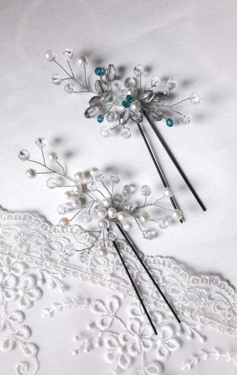 Something Blue Wedding Hairpin Bridal Hair Accessories Etsy