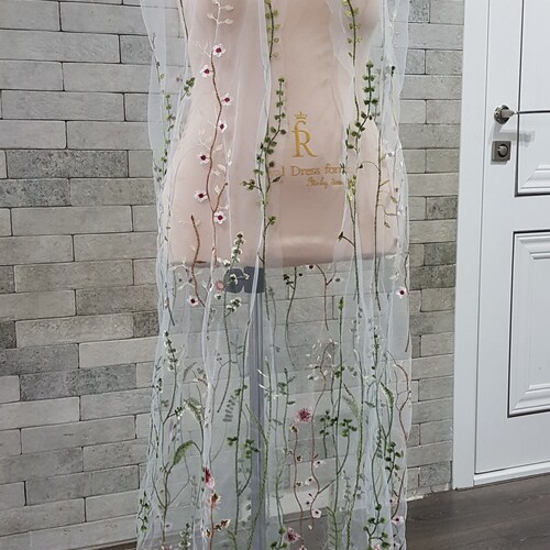 Champagne nude wedding cape, floral wedding cloak, blue secret garden wildflower cape, garden green leaves embroidered wedding shops cover-up cape