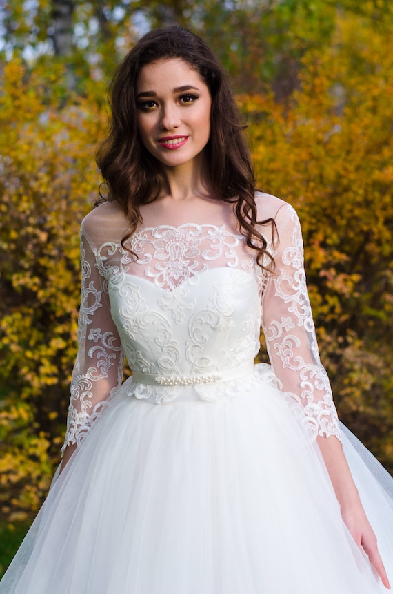 Stunning Corset Wedding Dress Bridal Separates Long Sleeves Etsy