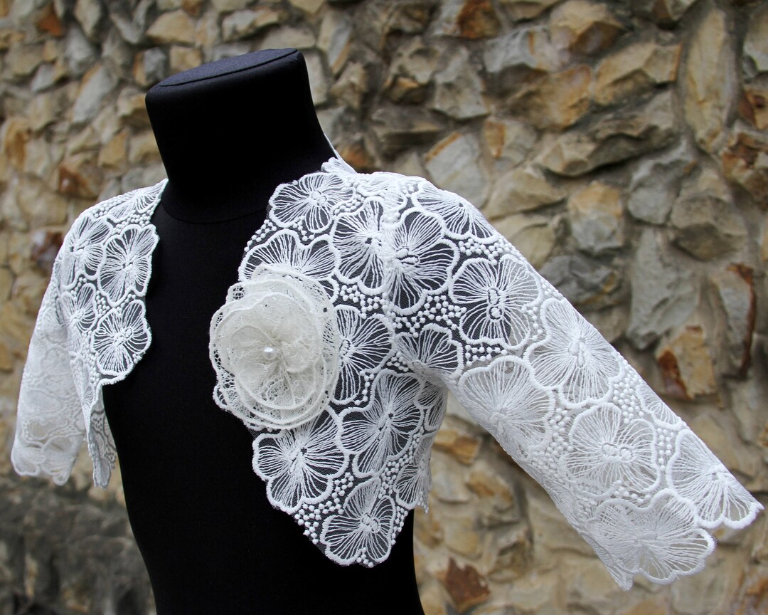 Bolero de encaje para niñas: elegante capa para niña de las flores  México