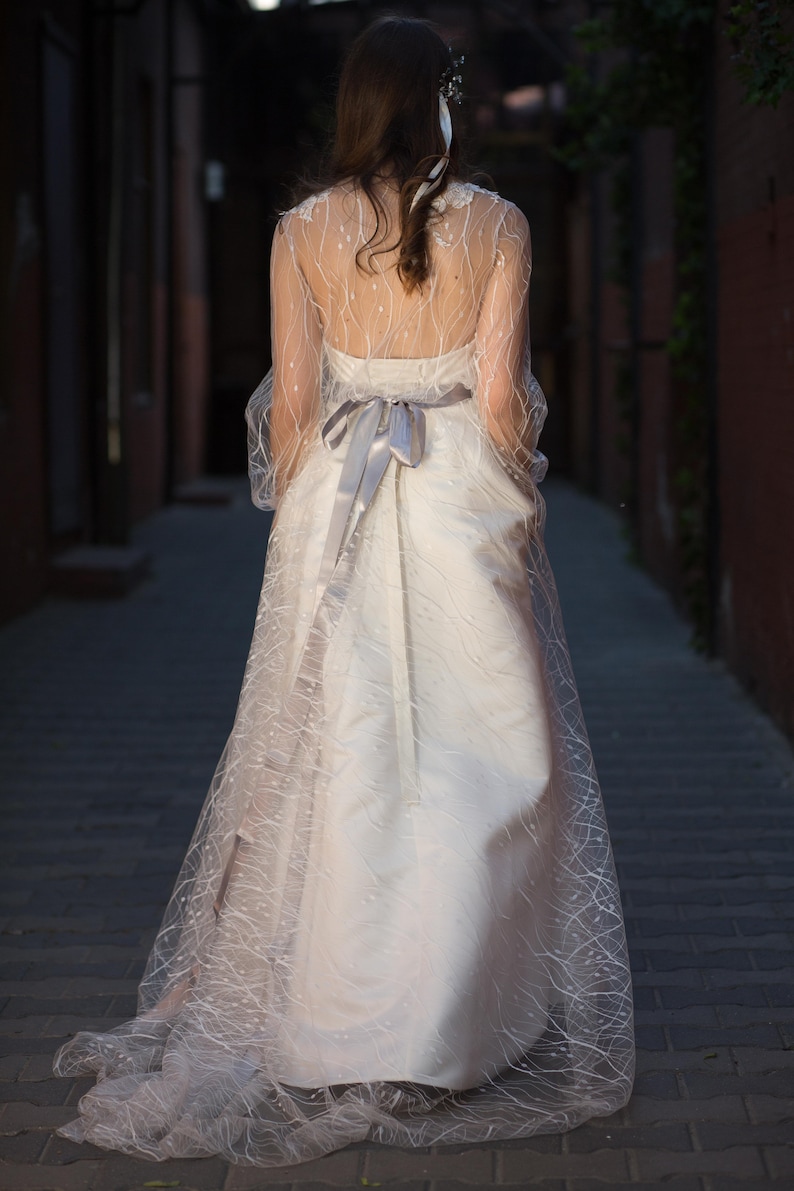 Ready to ship wedding dress bridal separates long sleeves ...