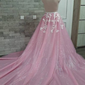 Sparkle Pink Tulle Wedding Train: Detachable Bridal Skirt