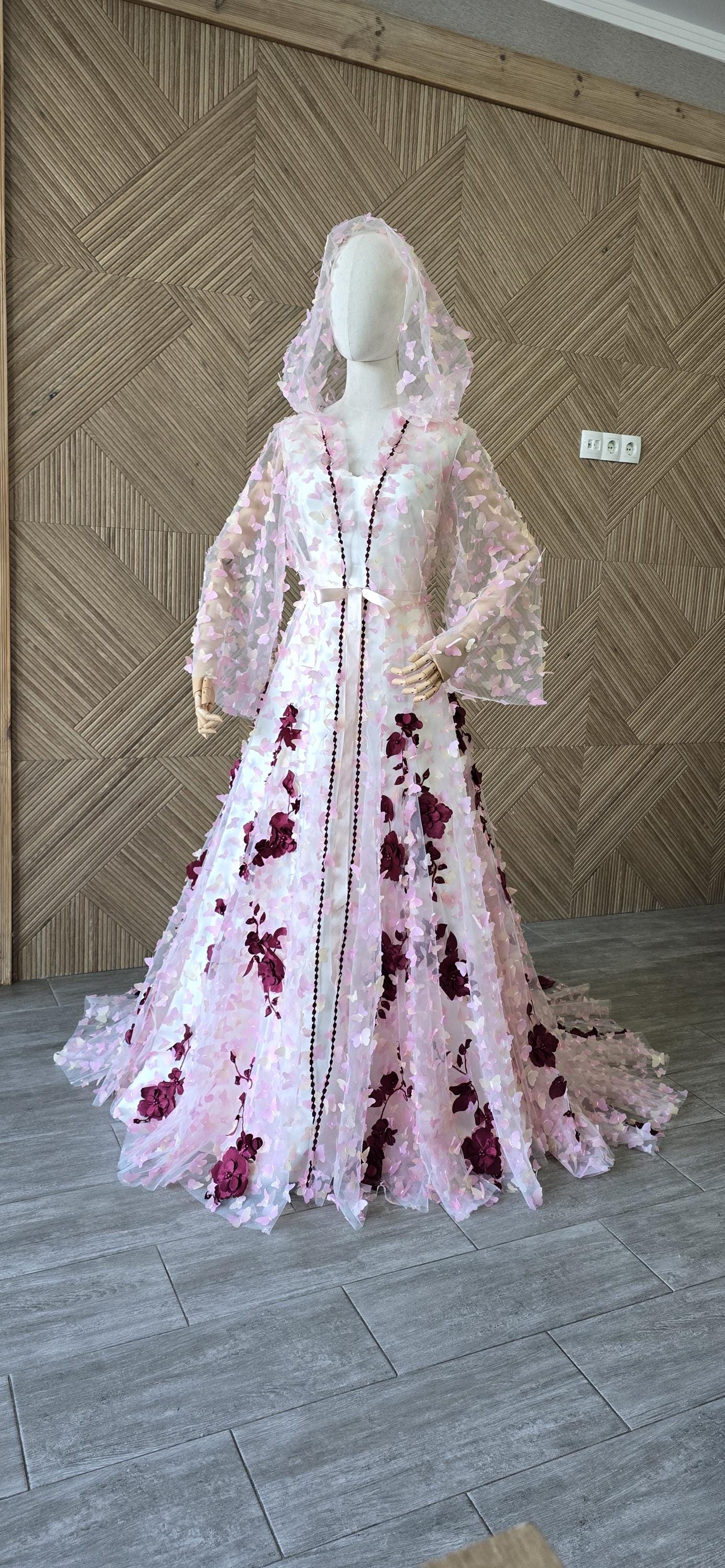 open lace back dress K Myrtle Butterfly Pink Gown – GlamEdge Dress & Gown main image 1