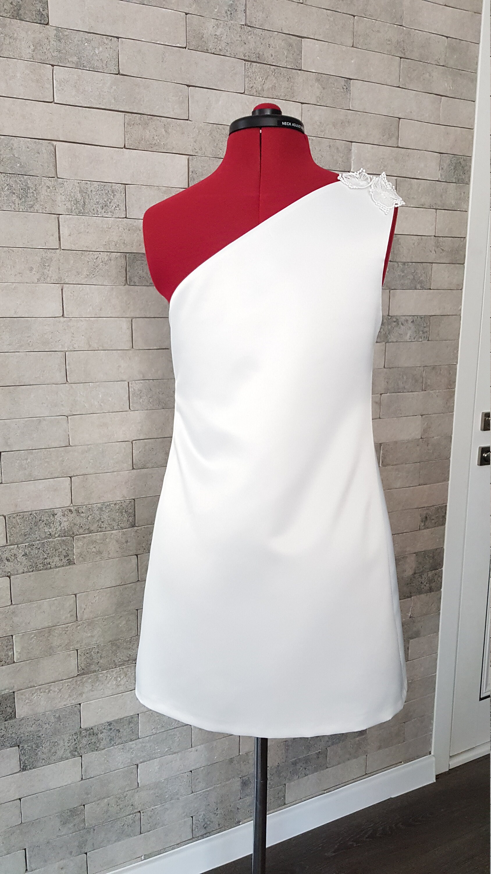 One Shoulder Midi Wedding Dress Mini Wedding Dress White | Etsy