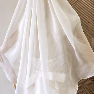 100% natuurlijke zijde chiffon bruidssluier: moerbeizijde organza tule bruids met/zonder blush afbeelding 2