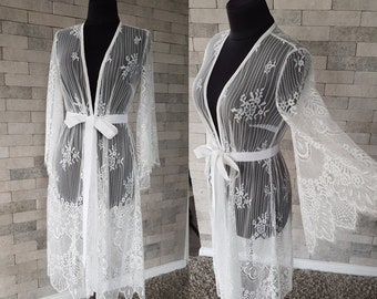 Luxurious getting ready lace robe, wedding robe, lace robe, nightgown, bridal robe, bridesmaids robe, lace lingerie, mother's gift for her