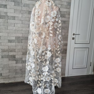 Peachy grey wedding Cape, shiny flowers capelet, bridal cloak, secret garden wildflower autumn botanical garden flower bridal sparkle cape. image 6