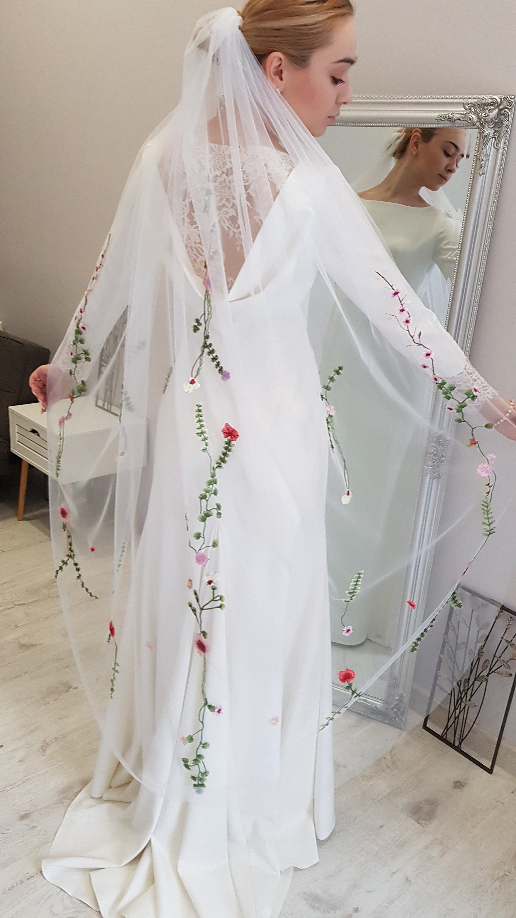 ウエディングベール　花柄刺繍 楽天市場】ウエディングベール ウェディング花柄レース刺繍