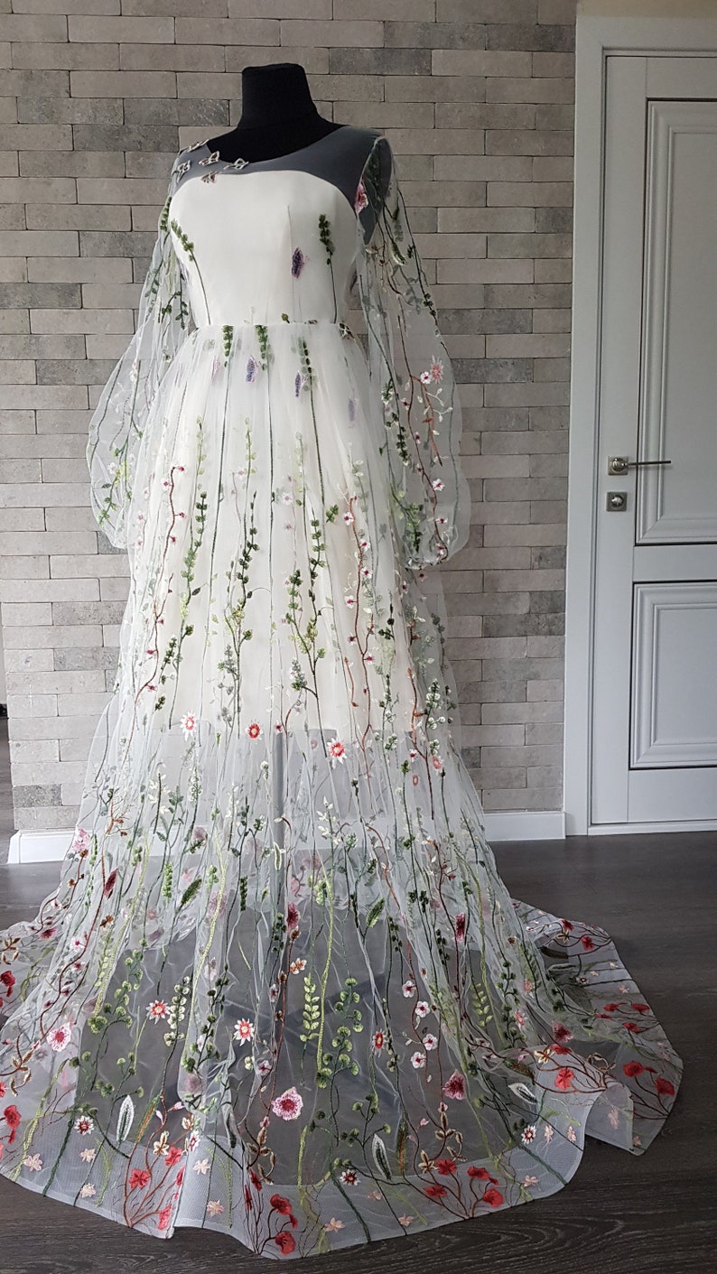 Flower wedding dress long sleeve wedding dress bridal | Etsy