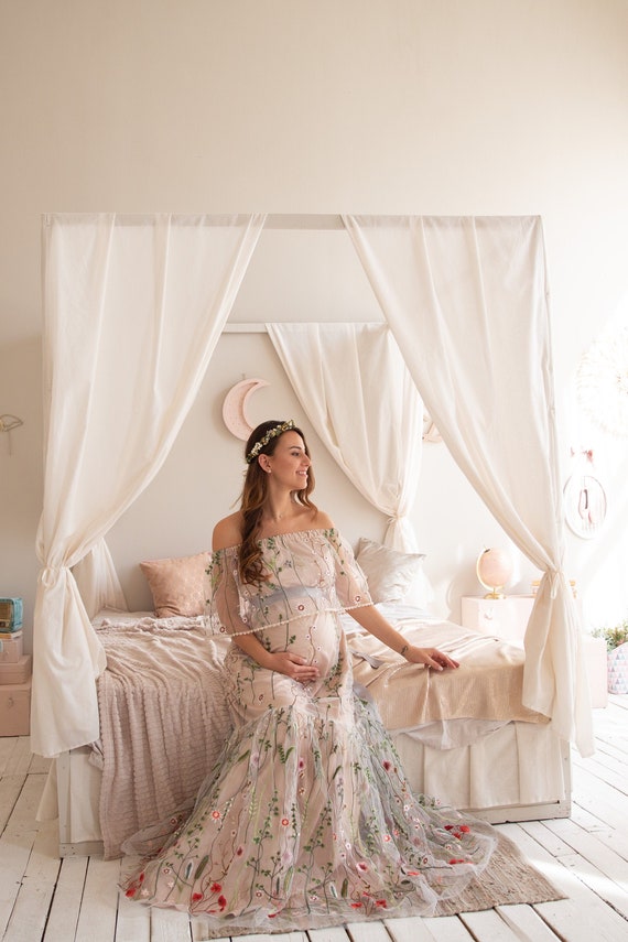 Maternity Dress for Photo Shoot, Maternity Wedding Dress, Floral Flower Maternity  Dress, Off-shoulder Elopement Rustic Bohemian Plus Size -  Canada