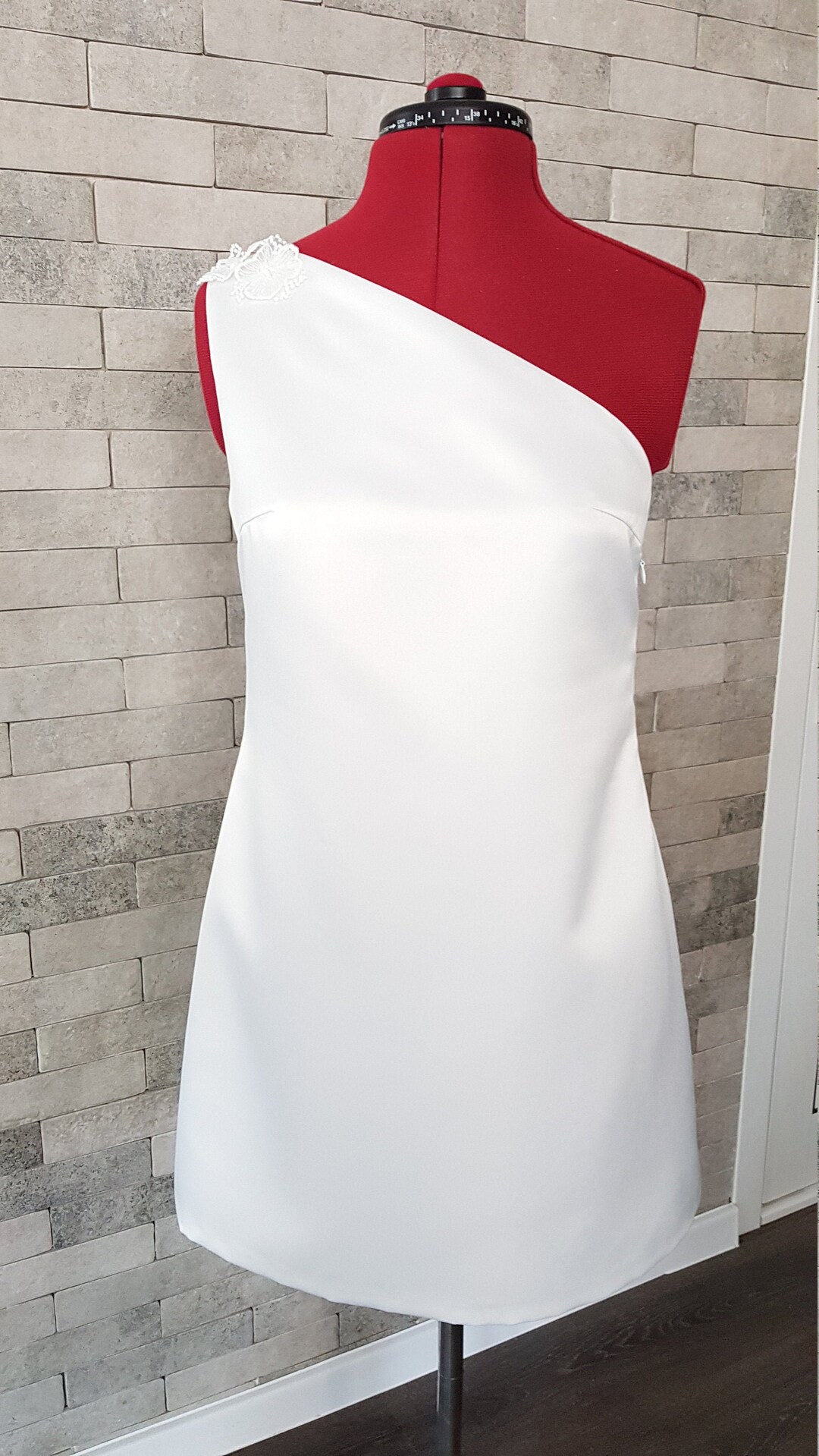 One Shoulder Midi Wedding Dress Mini Wedding Dress White - Etsy