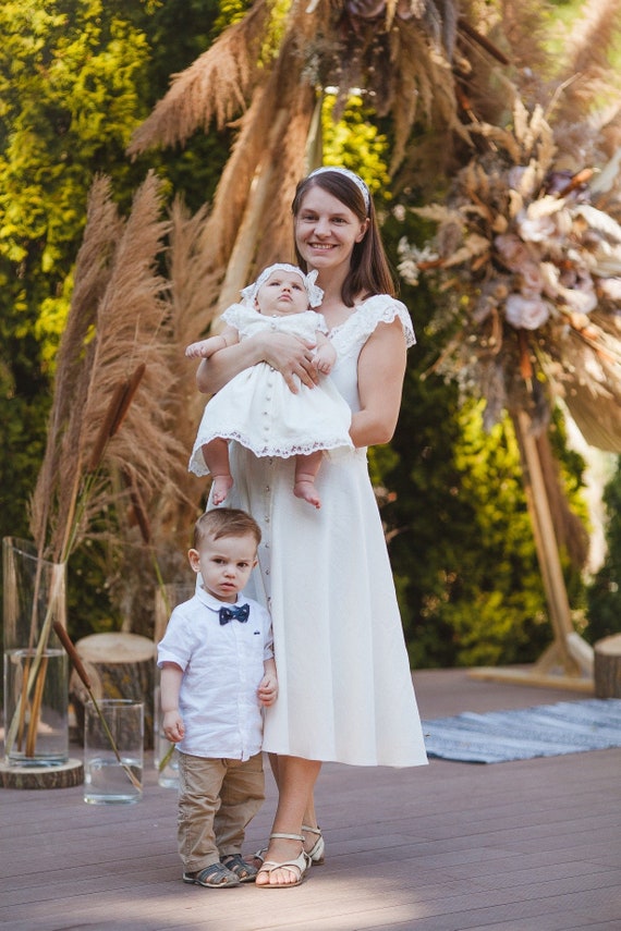 Linen Wedding Dress: Rustic Bohemian Summer Elopement Gown