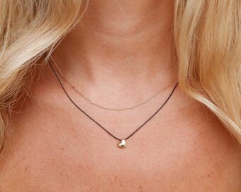 Dainty 14K Yellow Gold Heart Necklace: Minimalist Love Pendant