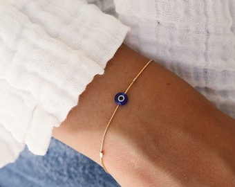 braccialetto con occhio - braccialetto blu proteggimi contro il malocchio - piccolo braccialetto con occhio maligno - mini occhio maligno - riempito d&#39;oro