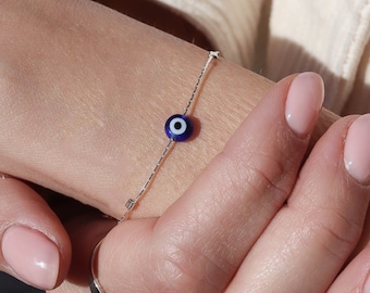 Braccialetto blu anti-malocchio proteggimi - piccolo braccialetto anti-malocchio - mini anti-malocchio - argento sterling 925