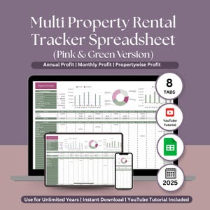 Landlord Rental Property Spreadsheet Template Google Sheets, Landlord Tracker, Rental Property Income & Expense, Real Estate Spreadsheet