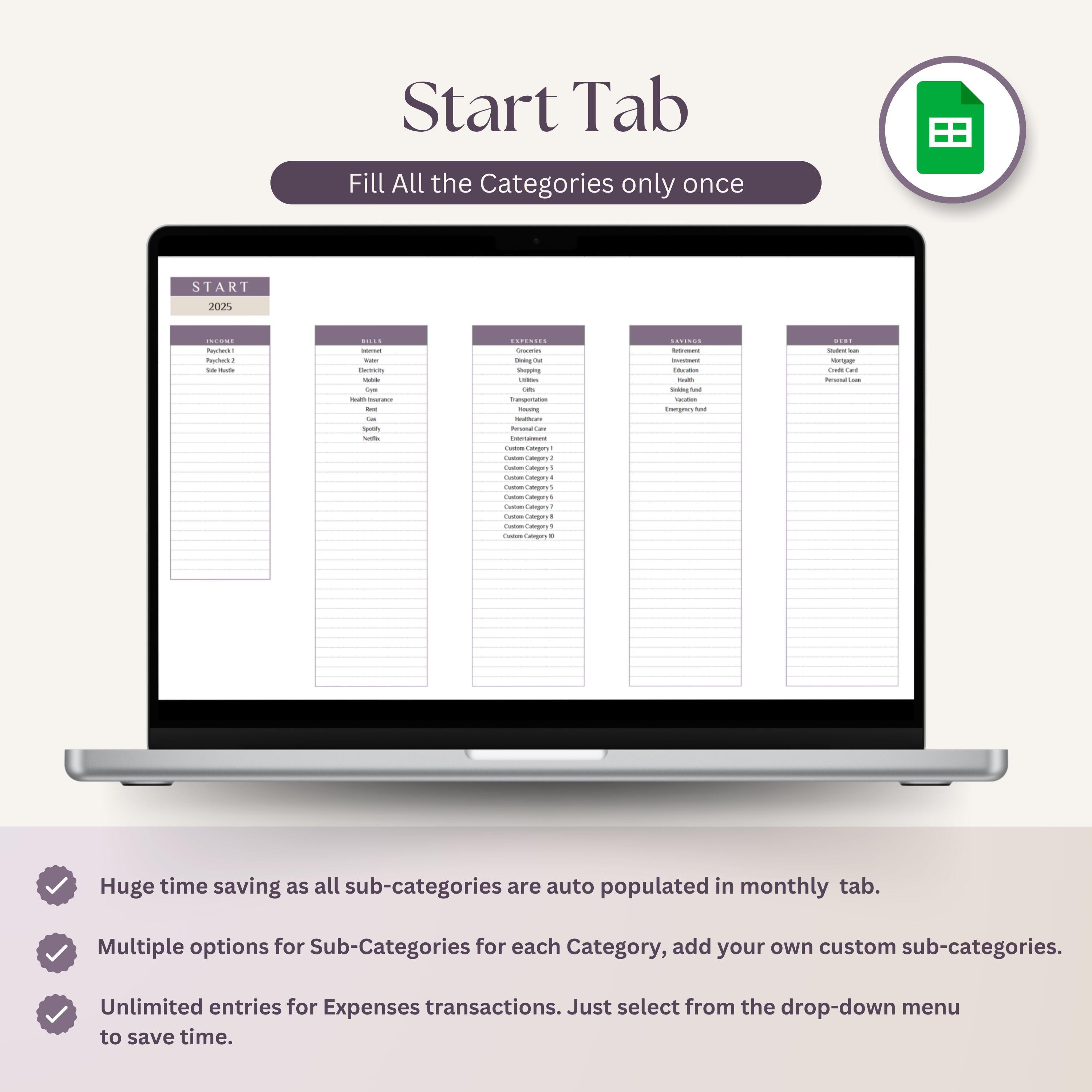 Monthly Budget Googlesheets Spreadsheet With Smart Calendar ...