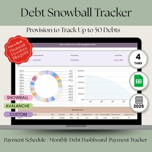 Personal Finance Tracker | Debt Avalanche Calculator Google Sheets | Budget Planner Google Spreadsheet Digital Financial Organizer