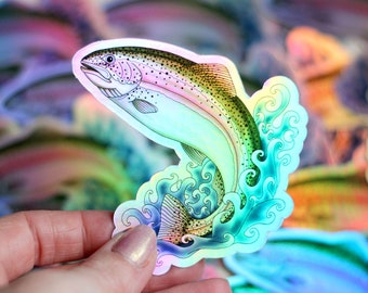 3" Vinyl Holographic Rainbow Trout Sticker