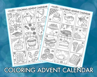 Holiday Food Coloring Advent Calendar Digital Coloring Page