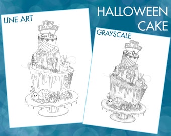 Halloween Cake Digital Coloring Page