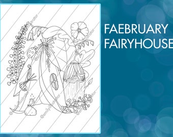 Faebruary Fairyhouse Digital Coloring Page