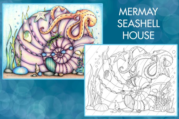 MerMay Seashell House Coloring Page