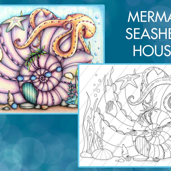 MerMay Seashell House Coloring Page