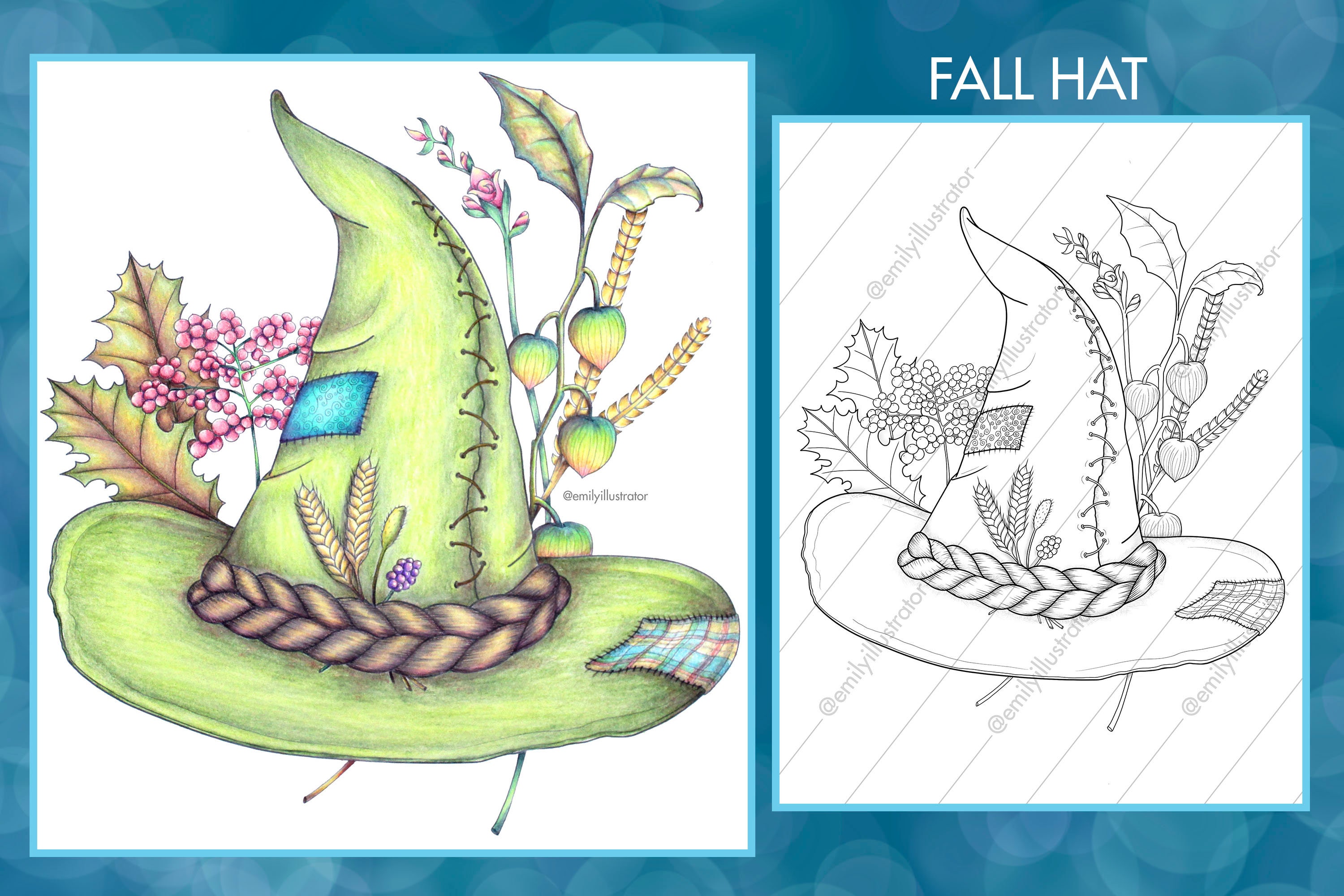 Fall Hat Digital Coloring Page - Etsy