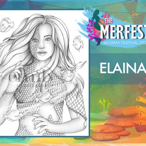 Mermay &quot;Elaina&quot; Digital Download Coloring Page