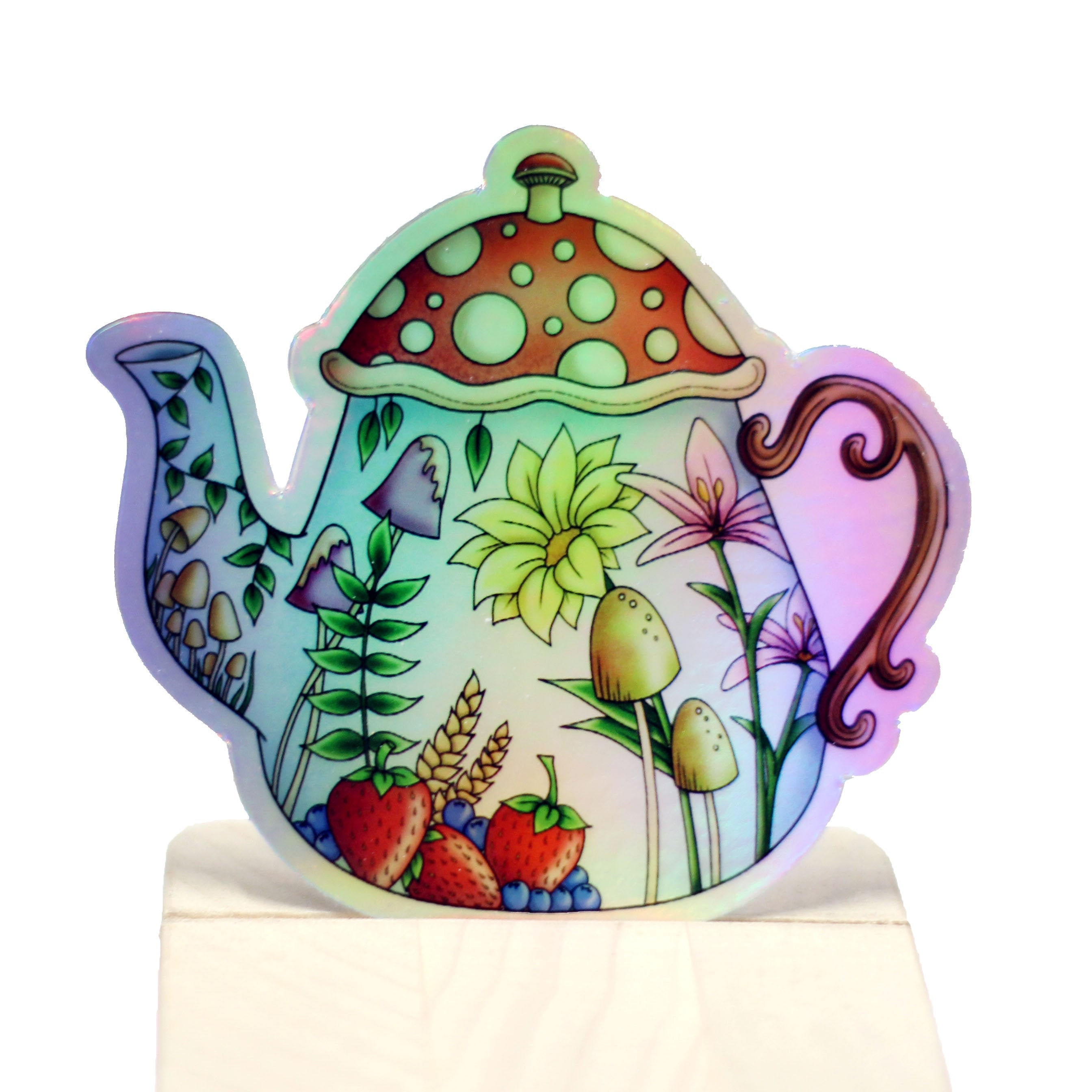 3 Vinyl Mushroom Teapot Sticker Etsy