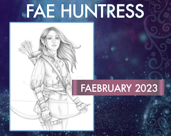 Faebruary "Fae Hunter" Digital Download Coloring Page