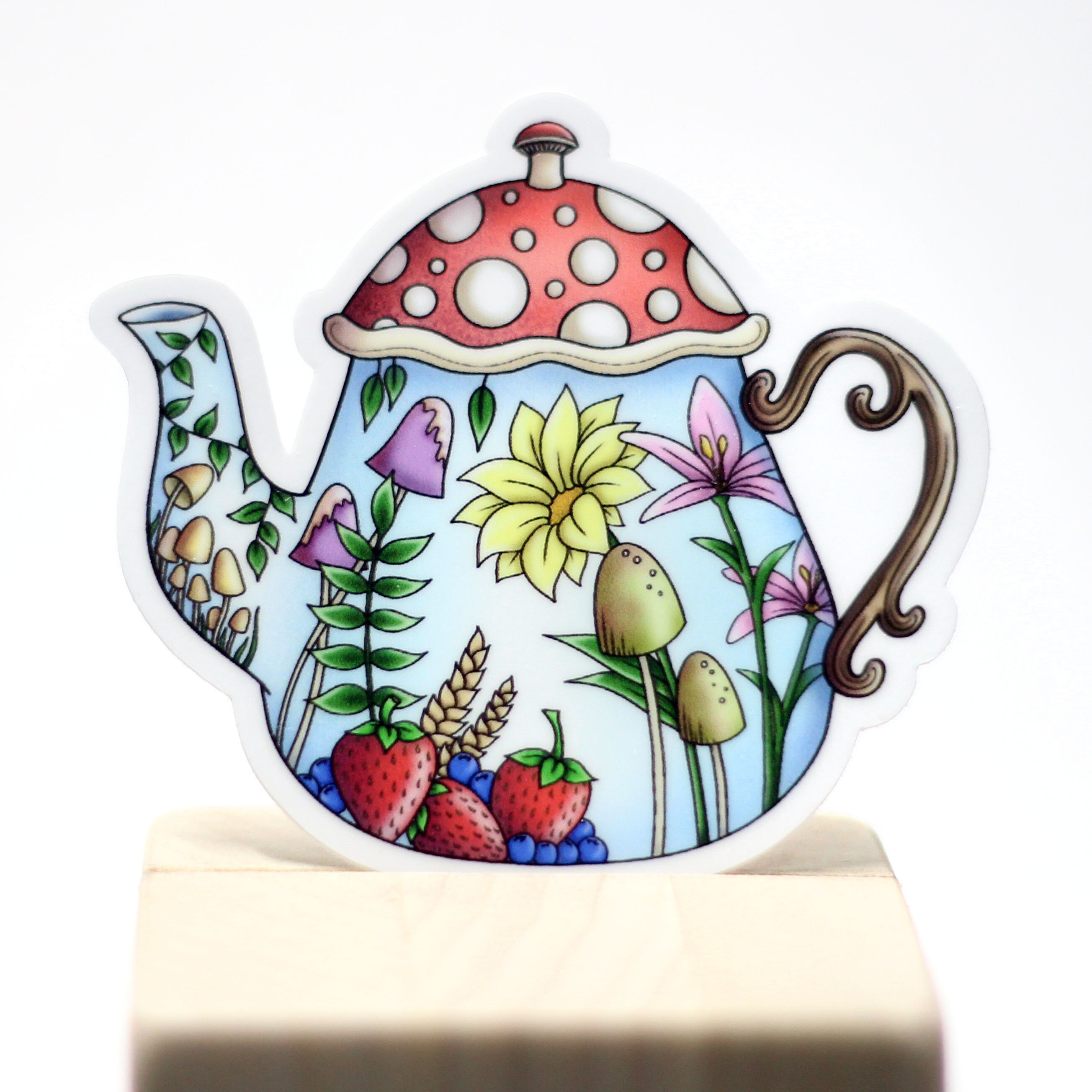3 Vinyl Mushroom Teapot Sticker Etsy