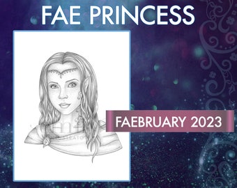 Faebruary "Fae Princess" Digital Download Coloring Page