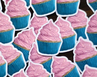 Set of 5, 1" Mini Cupcake Stickers