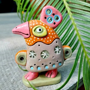 Ceramic bird figurine Handmade bird Spring bird  Clay bird sculpture Pottery bird home decor